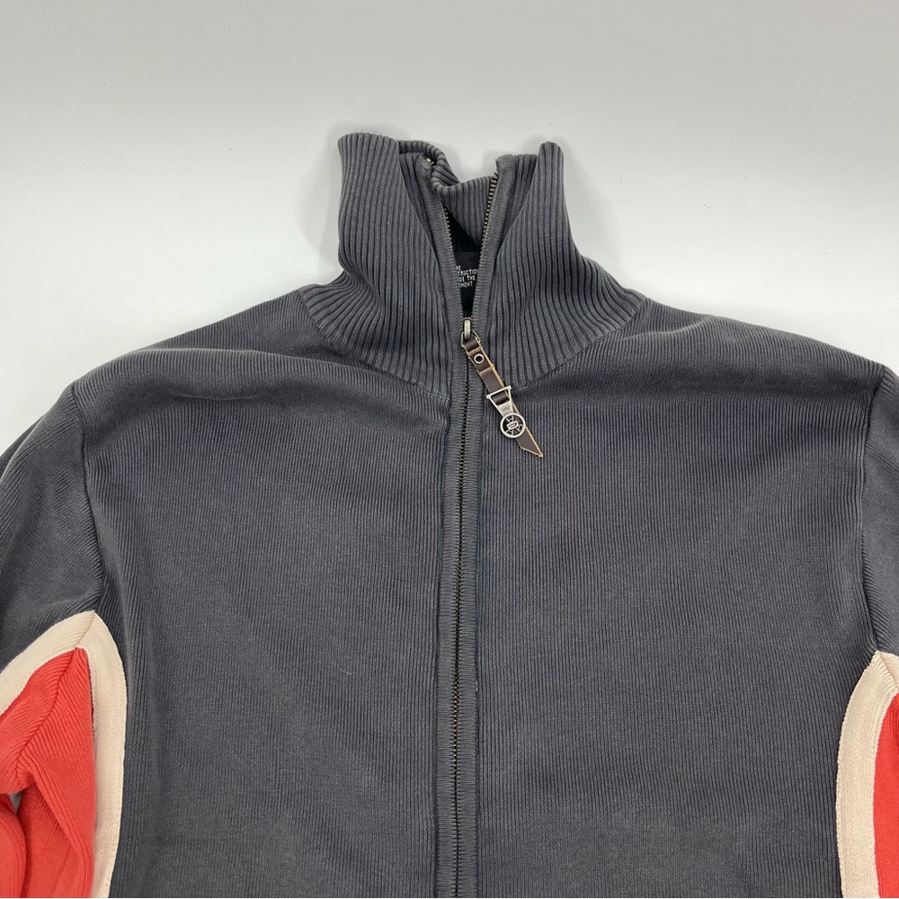 Diesel Jumper Mens XXL Grey Orange Sweater Full Zip Mock Neck Space Travelers - Picture 2 of 9